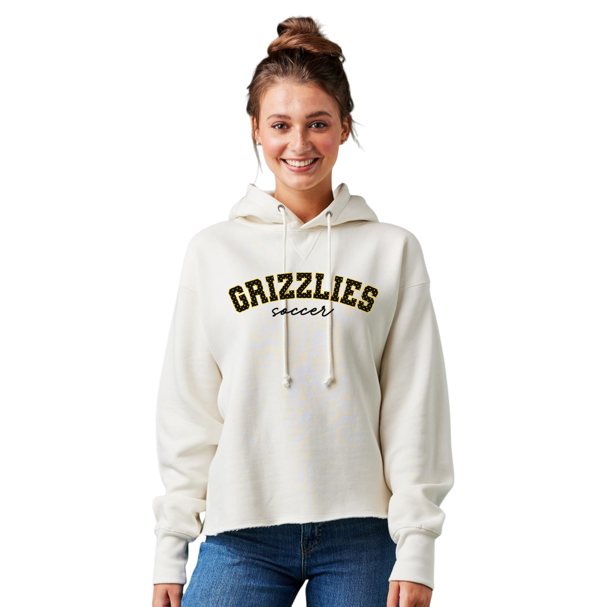 Ladies Boxy Pullover Hoodie - Polka Dot Grizzles Soccer