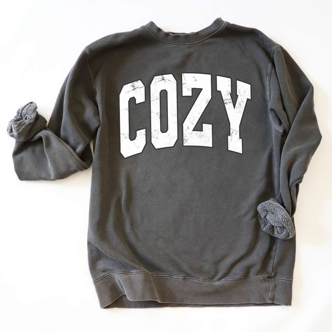 Distressed Cozy Pigment-Dyed Crewneck Sweatshirt