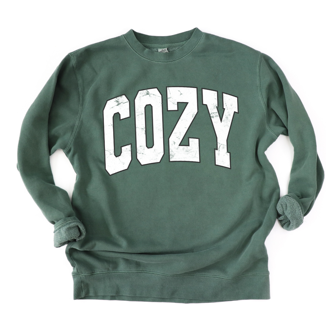 Distressed Cozy Pigment-Dyed Crewneck Sweatshirt