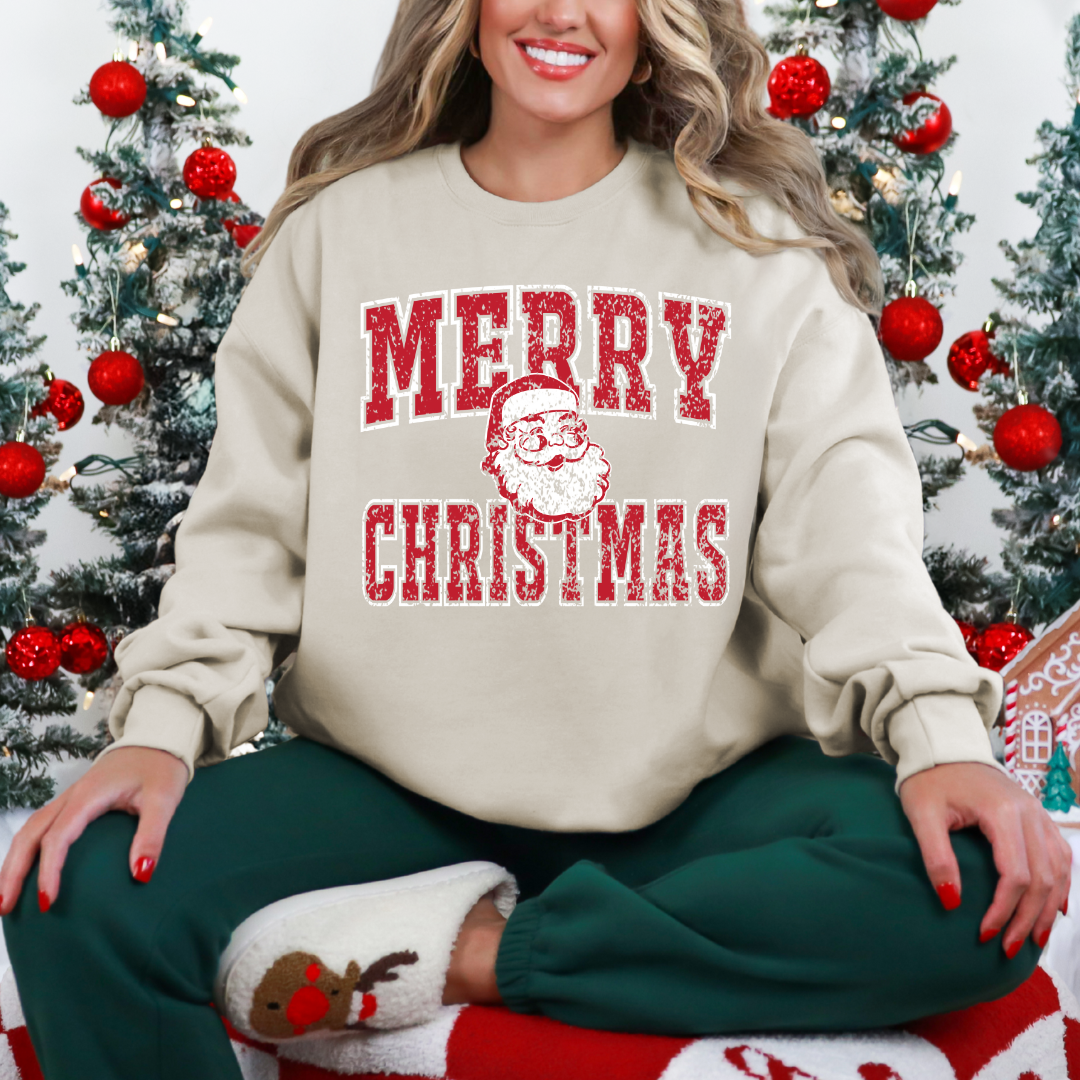 Distressed Merry Christmas w/Santa
