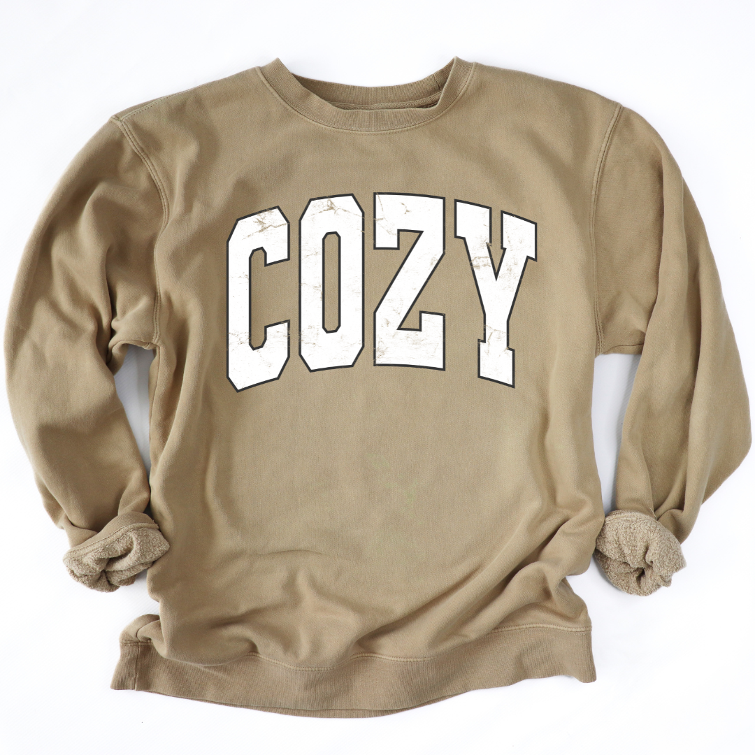 Distressed Cozy Pigment-Dyed Crewneck Sweatshirt