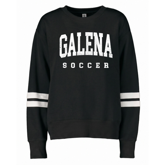 Ladies Striped Boxy Varsity Distressed Galena
